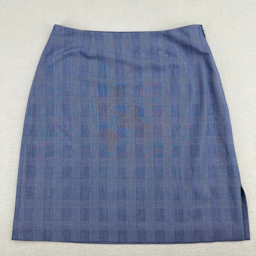 Banana Republic Blue Glen Plaid Pencil Skirt Side Slit Lined Size 2